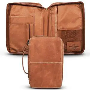Bible Covers for Men and Women - Top Grain Buffalo Leather - Genuine Leather Bible Cover with Pockets, Zipper, and Bookmark - Bible case - Book Cover - Large Light Brown Bible Covers for Men and Women - Top Grain Buffalo Leather - Genuine Leather Bible Cover with Pockets, Zipper, and Bookmark - Bible case - Book Cover - Large Light Brown
