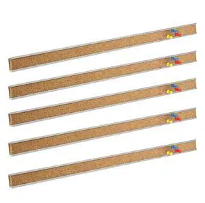 Bulletin Bar Strip, Cork Board, Cork Strips, 36" x 1", Classroom, Office, Walls, Cubicle, Aluminum Frame,5 Pack, Silver Bulletin Bar Strip, Cork Board, Cork Strips, 36" x 1", Classroom, Office, Walls, Cubicle, Aluminum Frame,5 Pack, Silver