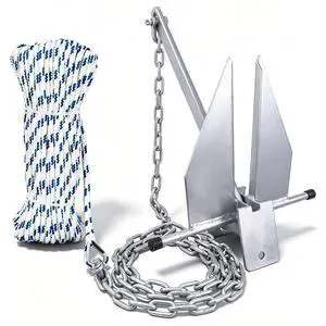 Galvanized Fluke Style Anchor Kit Includes Galvanized Fluke Anchor, Rope, Shackles, Chain 8LB 10LB 13LB Galvanized Fluke Style Anchor Kit Includes Galvanized Fluke Anchor, Rope, Shackles, Chain 8LB 10LB 13LB