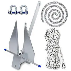 5/8/10/13/18/25 Boat Anchor Kit with Chain, Rope and Shackles | Heavy Duty Danforth Anchor Kit, Hot-Dipped Galvanized Fluke Anchor, Fit for Boats Pontoon, Deck, Sailboat and Fishing 5/8/10/13/18/25 Boat Anchor Kit with Chain, Rope and Shackles | Heavy Duty Danforth Anchor Kit, Hot-Dipped Galvanized Fluke Anchor, Fit for Boats Pontoon, Deck, Sailboat and Fishing