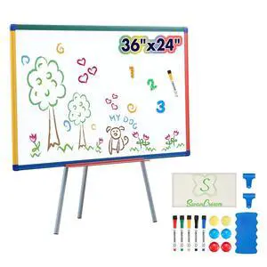 Magnetic Whiteboard Easel for Classroom 36x24 in, White Board with Stand | Portable Dry Erase Easel, Height Adjustable to 63 inches, Standing Teacher Easel, Large White Board Easel for Home School Magnetic Whiteboard Easel for Classroom 36x24 in, White Board with Stand | Portable Dry Erase Easel, Height Adjustable to 63 inches, Standing Teacher Easel, Large White Board Easel for Home School
