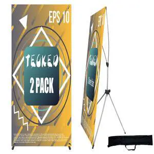 X Banner Stand Adjustable Fit Banner 24 x 63 to 32 x 72 Inch, Portable Travel Bag, Bigger, More Adaptable Advertising, Stores, Tradeshow, Restaurant, Event, Birthday & Party (2 PACK) X Banner Stand Adjustable Fit Banner 24 x 63 to 32 x 72 Inch, Portable Travel Bag, Bigger, More Adaptable Advertising, Stores, Tradeshow, Restaurant, Event, Birthday & Party (2 PACK)