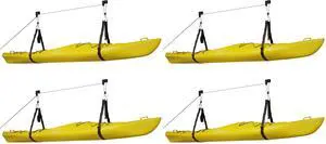 Kayak Hoist Quality Garage Storage Canoe Lift with 125 lb Capacity Even Works as Ladder Lift Premium Quality Pulley System, 2 Count (Pack of 2) Kayak Hoist Quality Garage Storage Canoe Lift with 125 lb Capacity Even Works as Ladder Lift Premium Quality Pulley System, 2 Count (Pack of 2)