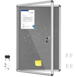 36"x24" Enclosed Bulletin Board with Locking Door, Tamper-Proof Dispaly Case, Aluminium Frame, Outdoor Bulletin Board Weatherproof, Lockable noticeboard for School,Office,etc 36"x24" Enclosed Bulletin Board with Locking Door, Tamper-Proof Dispaly Case, Aluminium Frame, Outdoor Bulletin Board Weatherproof, Lockable noticeboard for School,Office,etc