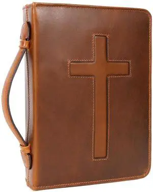Leather Bible Cover Case for Men Women Genuine Leather Bible Bag Holder Cross Large Carrying with Zipper Case Protector Christian Religious Gifts for Mens (Cognac/Tan, Study/Large) Leather Bible Cover Case for Men Women Genuine Leather Bible Bag Holder Cross Large Carrying with Zipper Case Protector Christian Religious Gifts for Mens (Cognac/Tan, Study/Large)