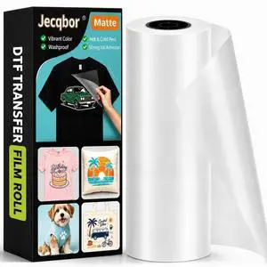 DTF Transfer Film Roll 13" x 328 FT, Double-Sided Matte PET Film for DTF Inkjet Printer, High Ink Adhesion Transfer Paper for Dark & Light Fabrics, T-Shirts, Hoodies, Bags & DIY Projects DTF Transfer Film Roll 13" x 328 FT, Double-Sided Matte PET Film for DTF Inkjet Printer, High Ink Adhesion Transfer Paper for Dark & Light Fabrics, T-Shirts, Hoodies, Bags & DIY Projects