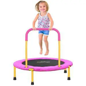 36-Inch Toddler Trampoline with Foam Handle, Foldable Indoor Outdoor Mini Rebounder for Kids Ages 26 36-Inch Toddler Trampoline with Foam Handle, Foldable Indoor Outdoor Mini Rebounder for Kids Ages 26