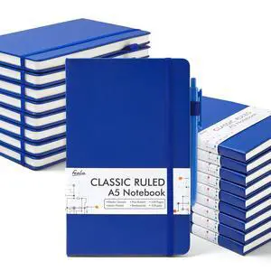 College Ruled Notebooks, 18 Pack Business Notebook Bulk Hardcover Lined Writing Journal with Pen Holder for Men Women Note Taking, with 18 Black Pens, 120 GSM, 5.1x8.3, A5, Navy College Ruled Notebooks, 18 Pack Business Notebook Bulk Hardcover Lined Writing Journal with Pen Holder for Men Women Note Taking, with 18 Black Pens, 120 GSM, 5.1x8.3, A5, Navy