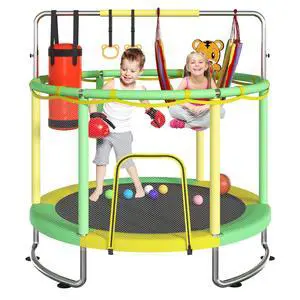 Trampoline for Kids, Upgrade Full Anti-Rust 440lbsToddler Trampoline with Net,Upgraded Ring Legs with Adjustable Gymnastics Bar&Toys, Gifts for Ages 1-8 Boys&Girls Trampoline for Kids, Upgrade Full Anti-Rust 440lbsToddler Trampoline with Net,Upgraded Ring Legs with Adjustable Gymnastics Bar&Toys, Gifts for Ages 1-8 Boys&Girls