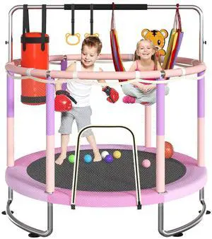 Trampoline for Kids, Upgrade Full Anti-Rust 440lbsToddler Trampoline with Net,Upgraded Ring Legs with Adjustable Gymnastics Bar&Toys, Gifts for Ages 1-8 Boys&Girls Trampoline for Kids, Upgrade Full Anti-Rust 440lbsToddler Trampoline with Net,Upgraded Ring Legs with Adjustable Gymnastics Bar&Toys, Gifts for Ages 1-8 Boys&Girls