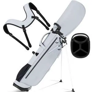 Lightweight Golf Stand Bag, 4-Way Full-Length Dividers, Holds Up to 10 Clubs, 3.7 lbs Golf Bag with Dual Straps & Stand for Driving Range, Par 3, and Standard Courses Lightweight Golf Stand Bag, 4-Way Full-Length Dividers, Holds Up to 10 Clubs, 3.7 lbs Golf Bag with Dual Straps & Stand for Driving Range, Par 3, and Standard Courses