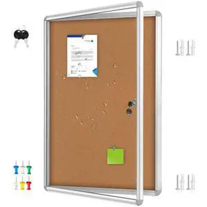 36"x24" Enclosed Cork Bulletin Board with Locking Door, Tamper-Proof Dispaly Case, Aluminium Frame, Outdoor Bulletin Board Weatherproof, Lockable Cork noticeboard for School,Office,etc 36"x24" Enclosed Cork Bulletin Board with Locking Door, Tamper-Proof Dispaly Case, Aluminium Frame, Outdoor Bulletin Board Weatherproof, Lockable Cork noticeboard for School,Office,etc