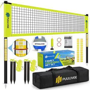 32ft/16ft Outdoor Volleyball Net Set for Backyard, Beach, Grass, All-Weather & Easy Setup with 4 Height Adjustable Poles, Anti-Sag Net, Volleyball, Portable Carry Bag, Premium Packaging 32ft/16ft Outdoor Volleyball Net Set for Backyard, Beach, Grass, All-Weather & Easy Setup with 4 Height Adjustable Poles, Anti-Sag Net, Volleyball, Portable Carry Bag, Premium Packaging