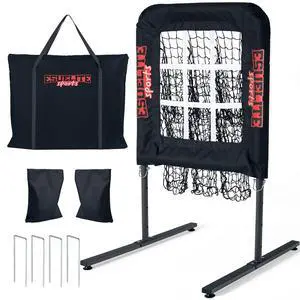 9 Hole Pitching Net with Strike Zone, Baseball Softball Pitching Target Adjustable Height Portable Indoor Outdoor Training Equipment for Pitchers of All Levels, Coaches, and Players 9 Hole Pitching Net with Strike Zone, Baseball Softball Pitching Target Adjustable Height Portable Indoor Outdoor Training Equipment for Pitchers of All Levels, Coaches, and Players