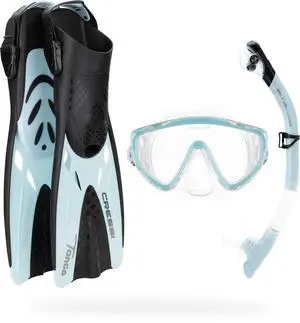 Snorkeling Set- Short Adjustable Fins, Silicone Mask, and Dry Snorkel- Compact for Travel- Adventure Set- Designed in Italy Snorkeling Set- Short Adjustable Fins, Silicone Mask, and Dry Snorkel- Compact for Travel- Adventure Set- Designed in Italy