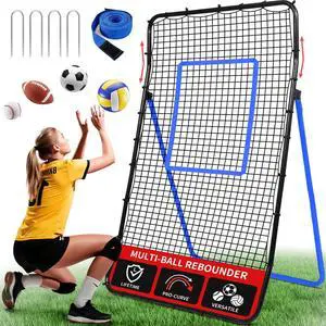 Volleyball Rebounder Net 7x4 Ft, Bounce Back Training Equipment with Unique Curved Frame for Better Catching, 5 Adjustable Angles for Volleying & Spiking, Easy Set Up & Sturdy Base Volleyball Rebounder Net 7x4 Ft, Bounce Back Training Equipment with Unique Curved Frame for Better Catching, 5 Adjustable Angles for Volleying & Spiking, Easy Set Up & Sturdy Base