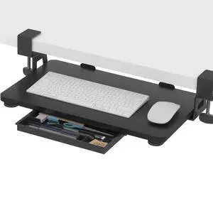 Keyboard Tray Under Desk, 19.7" X 11.81" Small Size Keyboard Drawer with C Clamp-on Mount Easy to Install, Computer Keyboard Stand Slide Pull Out, Ergonomic Keyboard Tray for Home & Office, Black Keyboard Tray Under Desk, 19.7" X 11.81" Small Size Keyboard Drawer with C Clamp-on Mount Easy to Install, Computer Keyboard Stand Slide Pull Out, Ergonomic Keyboard Tray for Home & Office, Black