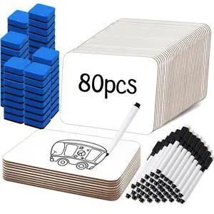 80 Pcs Small White Board 5 x 7 Inch Mini Dry Erase Board Small White Boards with Markers Erasers Double Sided Dry Erase Whiteboards for Students Classroom Meeting Voting Games Party (80) 80 Pcs Small White Board 5 x 7 Inch Mini Dry Erase Board Small White Boards with Markers Erasers Double Sided Dry Erase Whiteboards for Students Classroom Meeting Voting Games Party (80)