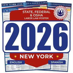 2026 New York State & Federal Mandatory Labor Law Poster, OSHA Compliant (English Spanish Combo) 2026 New York State & Federal Mandatory Labor Law Poster, OSHA Compliant (English Spanish Combo)