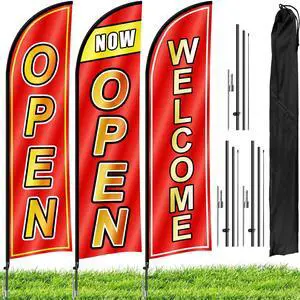 3 Sets Open Feather Flag Pole Kit, 9.2 Feet Tall Grand Opening Flag, Sign Advertising Flag Banner, Now Open Theme Feather Flags with Ground Stake and Portable Bag for Outside Ground 3 Sets Open Feather Flag Pole Kit, 9.2 Feet Tall Grand Opening Flag, Sign Advertising Flag Banner, Now Open Theme Feather Flags with Ground Stake and Portable Bag for Outside Ground