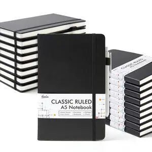 18 Pack Journal Notebook for Work, Business Notebook Bulk Hardcover Lined Writing Journal with Pen Holder for Men Women Note Taking, with 18 Black Pens, 120 GSM, 5.1x8.3, A5, Black 18 Pack Journal Notebook for Work, Business Notebook Bulk Hardcover Lined Writing Journal with Pen Holder for Men Women Note Taking, with 18 Black Pens, 120 GSM, 5.1x8.3, A5, Black