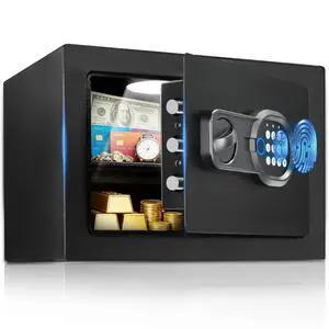 Safe Box 0.8 Cubic Feet for College Dorm Room with Electronic Keypad & Fingerprint, Shelf, Wall Mount Kit, Hidden Home Safe for Money, Jewelry & Documents Safe Box 0.8 Cubic Feet for College Dorm Room with Electronic Keypad & Fingerprint, Shelf, Wall Mount Kit, Hidden Home Safe for Money, Jewelry & Documents