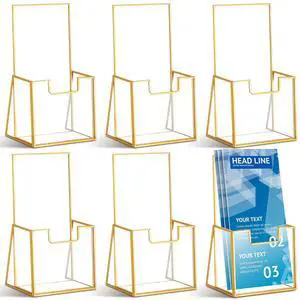 6 Pcs Gold Glass Brochure Holder for 4 Inch Pamphlets Trifold Literature Holder Tabletop Clear Stand Pamphlet Flyer Brochure Display Stand for Magazine Booklets Menu Journals 6 Pcs Gold Glass Brochure Holder for 4 Inch Pamphlets Trifold Literature Holder Tabletop Clear Stand Pamphlet Flyer Brochure Display Stand for Magazine Booklets Menu Journals