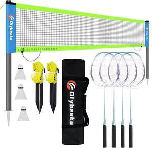 Outdoor Baminton Net Set for Backyard, Beach, Family Games with 20 * 3ft Anti-sag Net, 4 Aluminum Badminton Rackets, 3 Shuttlecocks, Carring Bag - Easy Set Up & Portable Outdoor Baminton Net Set for Backyard, Beach, Family Games with 20 * 3ft Anti-sag Net, 4 Aluminum Badminton Rackets, 3 Shuttlecocks, Carring Bag - Easy Set Up & Portable