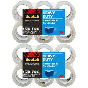 Heavy Duty Shipping Packaging Tape 3850, Clear, 1.88 in x 54.6 yd (48 mm x 50 m), 12 Pack (12 Rolls), 3.0 Mil Box Sealing Tape Heavy Duty Shipping Packaging Tape 3850, Clear, 1.88 in x 54.6 yd (48 mm x 50 m), 12 Pack (12 Rolls), 3.0 Mil Box Sealing Tape