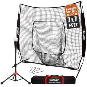 7x7ft/8x8ft Baseball Softball Net with Steel Frame for Batting, Hitting, Pitching, Portable Baseball Batting Net with Carry Bag, Great for All Levels 7x7ft/8x8ft Baseball Softball Net with Steel Frame for Batting, Hitting, Pitching, Portable Baseball Batting Net with Carry Bag, Great for All Levels