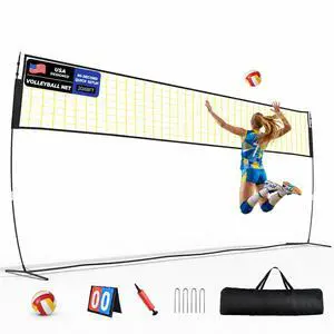 Volleyball Net Set 12FT / 20FT, Portable Volleyball Net with Adjustable Height, Backyard Practice and Group Play Volleyball Net Set 12FT / 20FT, Portable Volleyball Net with Adjustable Height, Backyard Practice and Group Play
