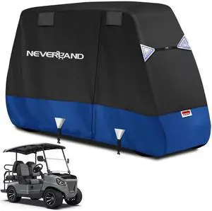 Golf Cart Cover 4 Passenger 600D Heavy Duty Outdoor Waterproof | Side Zipper Door, Air Vents, Triangular Straps All Weather Protection for EZGO Yamaha Club Car 4 Seat (Up to 115 Inch) Golf Cart Cover 4 Passenger 600D Heavy Duty Outdoor Waterproof | Side Zipper Door, Air Vents, Triangular Straps All Weather Protection for EZGO Yamaha Club Car 4 Seat (Up to 115 Inch)