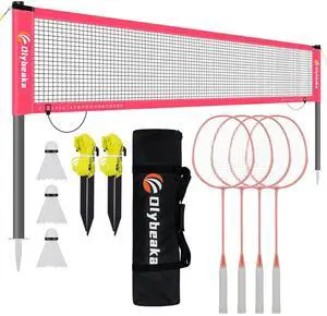 Outdoor Baminton Net Set for Backyard, Beach, Family Games with 20 * 3ft Anti-sag Net, 4 Aluminum Badminton Rackets, 3 Shuttlecocks, Carring Bag - Easy Set Up & Portable Outdoor Baminton Net Set for Backyard, Beach, Family Games with 20 * 3ft Anti-sag Net, 4 Aluminum Badminton Rackets, 3 Shuttlecocks, Carring Bag - Easy Set Up & Portable