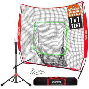 7x7ft/8x8ft Baseball Softball Net with Steel Frame for Batting, Hitting, Pitching, Portable Baseball Batting Net with Carry Bag, Great for All Levels 7x7ft/8x8ft Baseball Softball Net with Steel Frame for Batting, Hitting, Pitching, Portable Baseball Batting Net with Carry Bag, Great for All Levels