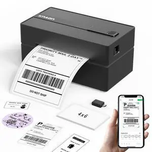 Bluetooth Thermal Shipping Label Printer, 4x6 Portable Thermal Address Label Printer for Small Business, Compatible with iPhone,Android,Windows,Mac,Works with Etsy Shopify USPS&More, Black Bluetooth Thermal Shipping Label Printer, 4x6 Portable Thermal Address Label Printer for Small Business, Compatible with iPhone,Android,Windows,Mac,Works with Etsy Shopify USPS&More, Black