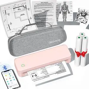 Inkless Portable Printer for Travel, Wireless Thermal Printer Supports 8.5 x 11 Inch US Letter Size, Bluetooth Machine Includes Carry Case and 3 Rolls of Thermal Paper Kit, Pink Inkless Portable Printer for Travel, Wireless Thermal Printer Supports 8.5 x 11 Inch US Letter Size, Bluetooth Machine Includes Carry Case and 3 Rolls of Thermal Paper Kit, Pink
