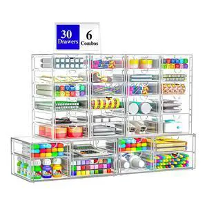 30-Drawer Acrylic Storage & Makeup Organizer for Desk, Bath | Smooth-glide drawers, clear acrylic, stackable, dustproof, wipe-clean, for perler beads, rhinestones, googly eyes, lego bits 30-Drawer Acrylic Storage & Makeup Organizer for Desk, Bath | Smooth-glide drawers, clear acrylic, stackable, dustproof, wipe-clean, for perler beads, rhinestones, googly eyes, lego bits
