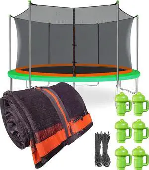 Trampoline Net Replacement with 6 PoleCaps, 12-15 ft Round Safety Trampoline Net, UV-Resistant, Weather-Resistant, Breathable, Durable (Not Include Poles) Trampoline Net Replacement with 6 PoleCaps, 12-15 ft Round Safety Trampoline Net, UV-Resistant, Weather-Resistant, Breathable, Durable (Not Include Poles)
