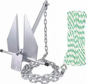 Anchor Kit Fluke Anchor with Anchor Chain and Boat Anchor Rope Set for Boats Pontoon, Deck, Fishing, and Sail Anchor Kit Fluke Anchor with Anchor Chain and Boat Anchor Rope Set for Boats Pontoon, Deck, Fishing, and Sail