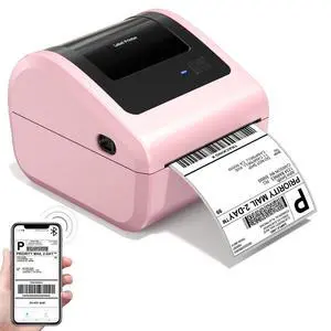 Bluetooth Thermal Label Printer with Built-in Label Compartment | D450BT 4x6 Pink Shipping Label Printer for Small Business, Shipping Packages, Office, Home, Compatible with USPS, Tiktok Bluetooth Thermal Label Printer with Built-in Label Compartment | D450BT 4x6 Pink Shipping Label Printer for Small Business, Shipping Packages, Office, Home, Compatible with USPS, Tiktok
