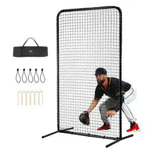 Batting Screen - Baseball & Softball Protector with Carry Bag & Ground Stakes, Pitching Net for Pitchers Protection Batting Screen - Baseball & Softball Protector with Carry Bag & Ground Stakes, Pitching Net for Pitchers Protection