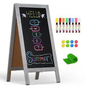 Double-Sided Magnetic Chalkboard 40"x20" A-Frame - Vintage Pine Wood Sign Board with Windproof Base, 8 Markers & Magnets for Restaurant/Cafe/Retail (Grey) Double-Sided Magnetic Chalkboard 40"x20" A-Frame - Vintage Pine Wood Sign Board with Windproof Base, 8 Markers & Magnets for Restaurant/Cafe/Retail (Grey)