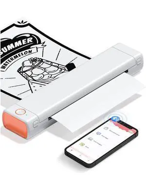 Portable Printers Wireless for Travel, M08F Thermal Bluetooth Printer Support for 8.5"x11" US Letter, Inkless Printer Compatible with iOS, Android,White,1 Printer + 10 Sheets of Thermal Paper Portable Printers Wireless for Travel, M08F Thermal Bluetooth Printer Support for 8.5"x11" US Letter, Inkless Printer Compatible with iOS, Android,White,1 Printer + 10 Sheets of Thermal Paper