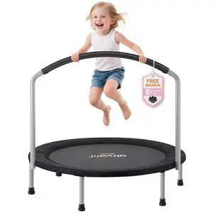 36inch Elastic Band Big Handle Toddler Trampoline for Kids Ages 2-6 Indoor Outdoor Mini Trampoline with Safety Padded Cover Fun for Kids 36inch Elastic Band Big Handle Toddler Trampoline for Kids Ages 2-6 Indoor Outdoor Mini Trampoline with Safety Padded Cover Fun for Kids