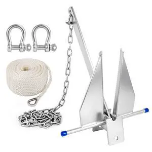 5/8.5/10/13 lb Heavy Duty Galvanized Fluke Boat Anchor Kit with Chain, Rope & Shackles for Pontoon, Dinghy, Day Cruising, Bass & Fishing Boats up to 8-16/12-22/16-26/20-32 ft 5/8.5/10/13 lb Heavy Duty Galvanized Fluke Boat Anchor Kit with Chain, Rope & Shackles for Pontoon, Dinghy, Day Cruising, Bass & Fishing Boats up to 8-16/12-22/16-26/20-32 ft