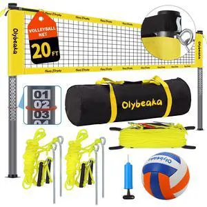 20ft / 32ft Portable Outdoor Volleyball Net Set for Backyard Beach Grass with Heavy Duty 1.25" Adjustable Poles, 28-Ply PE Net, PU Volleyball & Pump, Large Storage Bag 20ft / 32ft Portable Outdoor Volleyball Net Set for Backyard Beach Grass with Heavy Duty 1.25" Adjustable Poles, 28-Ply PE Net, PU Volleyball & Pump, Large Storage Bag