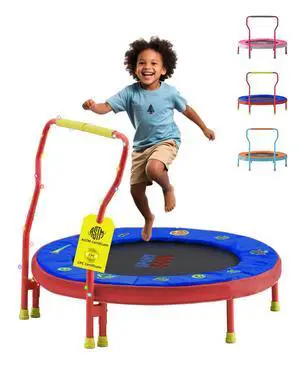 Mini Trampoline for Kids 3-6 with Super Safe Foam Handle Bar, 3ft Toddler Trampoline Indoor with No-Gap Cover for Indoor and Outdoor Mini Trampoline for Kids 3-6 with Super Safe Foam Handle Bar, 3ft Toddler Trampoline Indoor with No-Gap Cover for Indoor and Outdoor