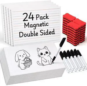 24 Pack Magnetic Dry Erase Lap Boards, Lined and Blank, 9 x 12 in | 24 pack double sided 9 x 12 boards pair a lined side with a blank side for reusable writing practice 24 Pack Magnetic Dry Erase Lap Boards, Lined and Blank, 9 x 12 in | 24 pack double sided 9 x 12 boards pair a lined side with a blank side for reusable writing practice
