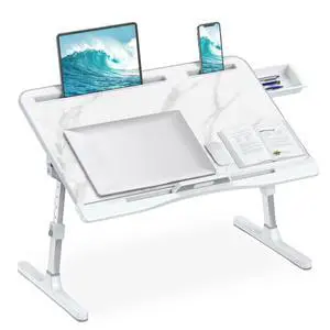 Laptop Bed Desk, Adjustable Laptop Lap Desk with Drawer, X-Large Foldable Bed Table Tray for Bed Couch Floor Desk Writing Working Reading Eating Painting (Marble, 23.6"×15.7") Laptop Bed Desk, Adjustable Laptop Lap Desk with Drawer, X-Large Foldable Bed Table Tray for Bed Couch Floor Desk Writing Working Reading Eating Painting (Marble, 23.6"×15.7")
