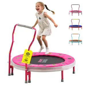 Mini Trampoline for Kids 3-6 with Super Safe Foam Handle Bar, 3ft Toddler Trampoline Indoor with No-Gap Cover for Indoor and Outdoor Mini Trampoline for Kids 3-6 with Super Safe Foam Handle Bar, 3ft Toddler Trampoline Indoor with No-Gap Cover for Indoor and Outdoor